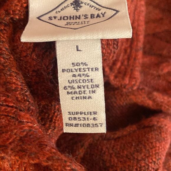 NWT St. Johns Bay size, large collared sweater, burgundy, extremely soft - Picture 9 of 10